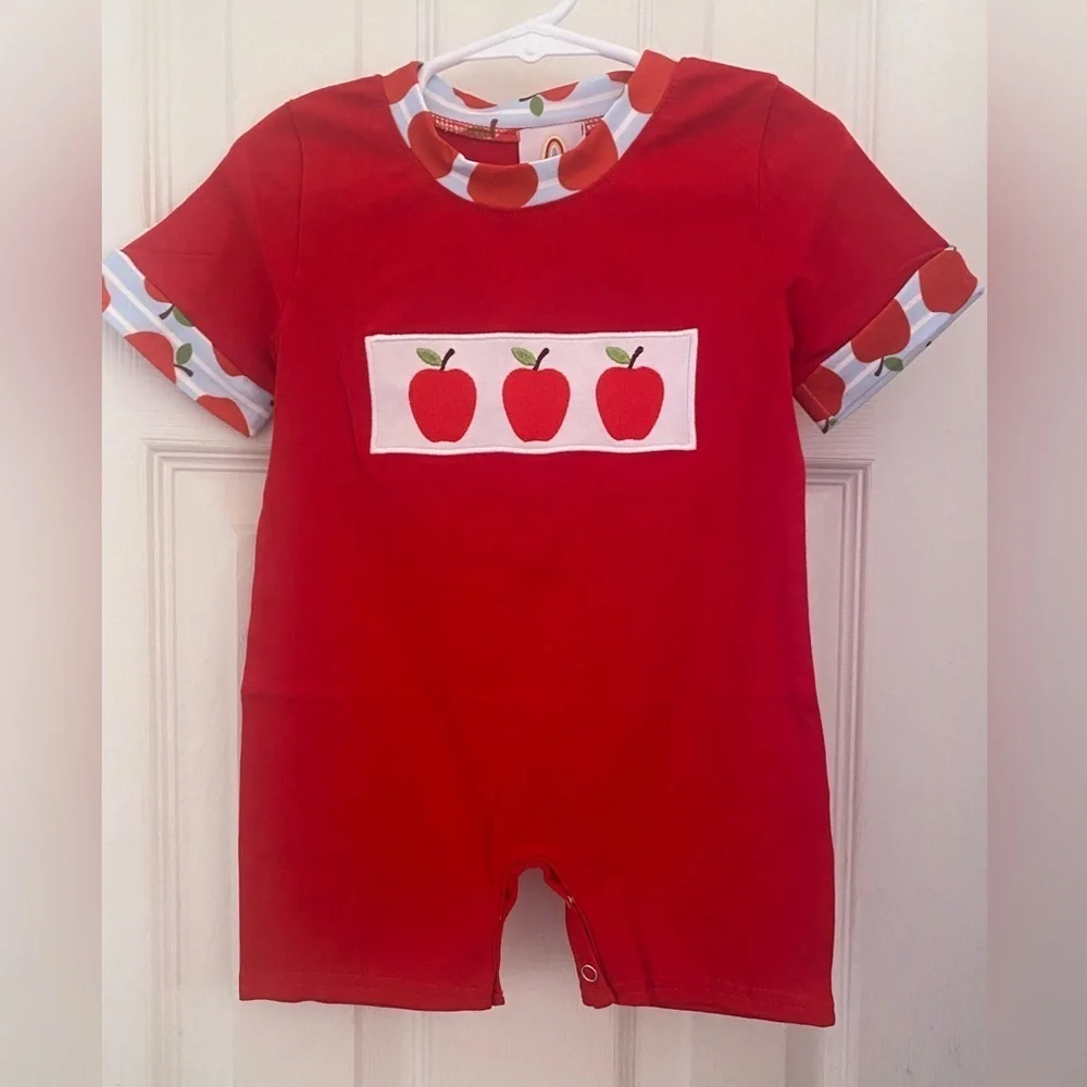 New Embroidered Apple Romper